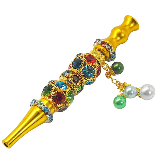 

Metal water pipe fittings custom-made with shisha diamond pendant cigarette holder, Gold