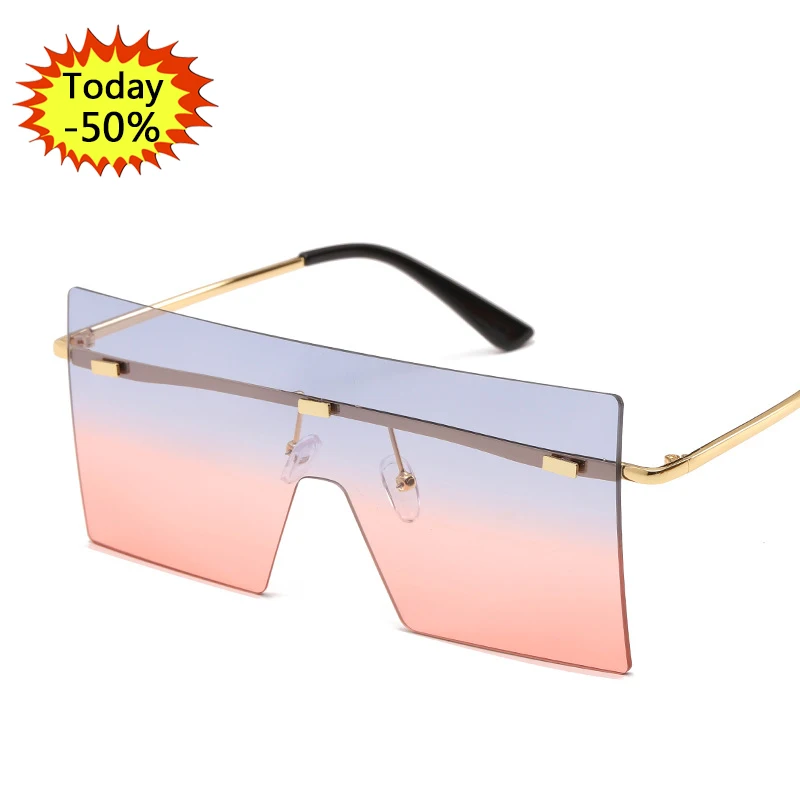 

Wholesale high quality Sunglasses Women Retro Sunglasses Luxury Brand Rimless Eyewear Feminino Big Shades