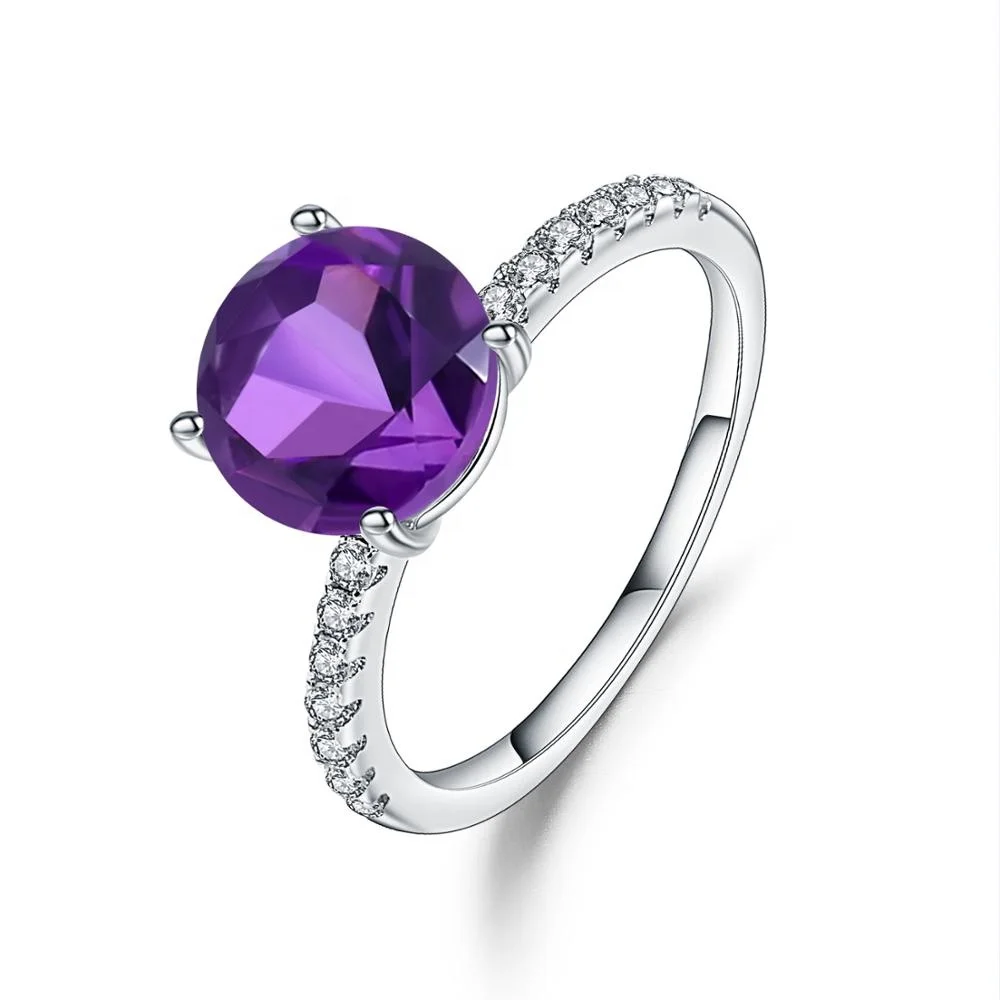 

Abiding Custom Fashon Natural Gemstone Amethyst 925 Sterling Sliver Ring Wholesale Jewelry For Women