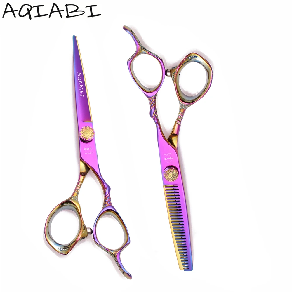 

Professional Hairdressing Scissors 5.5'' 6" AQIABI JP Steel Cutting Scissors Thinning Shears Colorful A9001, Multi-color