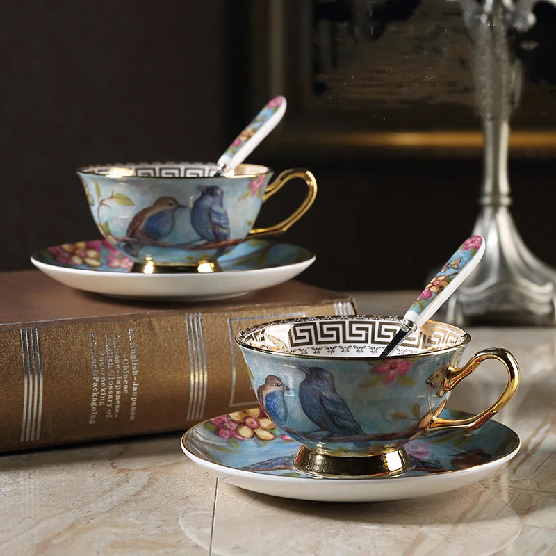 

European Bone China Porcelain Ceramic Tea Cup And Saucer Set, As picture
