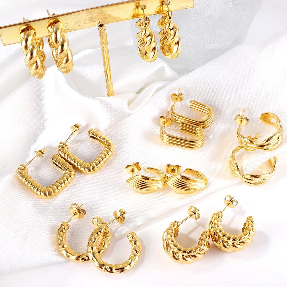 

Top Selling Fashion African Women Big Earrings Hypoallergenic Hoop Earrings 18K Gold Plated Cheap Prices Chunky Earrings