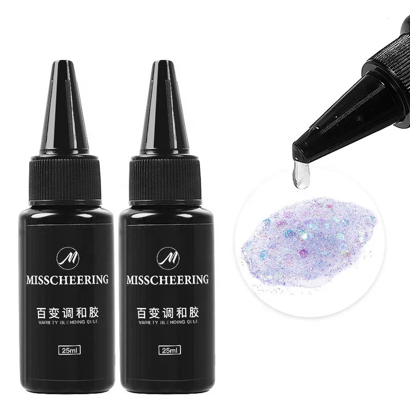 

25ml Nail Art Transparent Blending Glue New Auxiliary Function Gel Variety of Blending and Glitter Sequin Color Transparent Glue, As shown