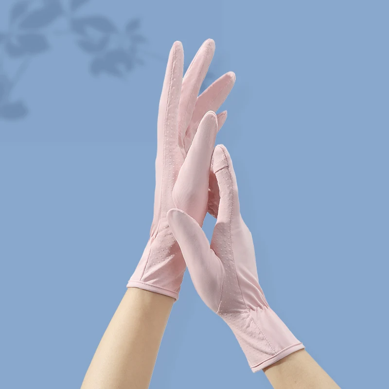 

fashion thin unlined breathable outdoor running anti UV women summer car driving gloves, Black pink grey blue and green