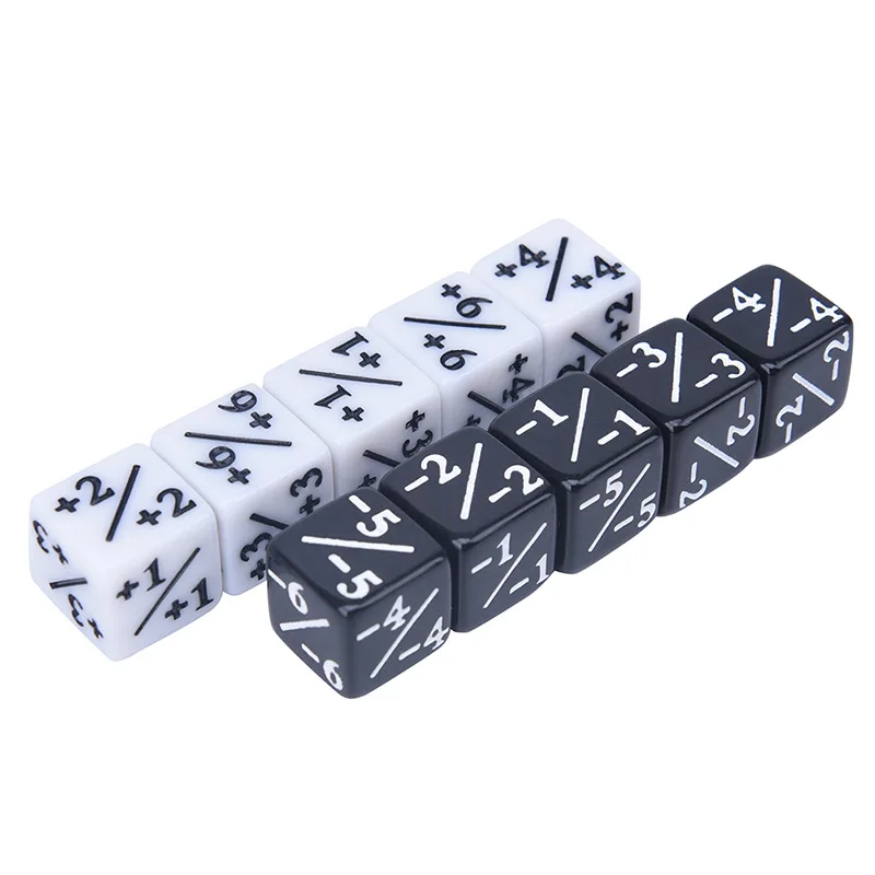 

Black White 14mm 6-Sided D6 Counting Dice Cube +1/-1 Dice Kids MTG, CCG, Card Gaming Accessory