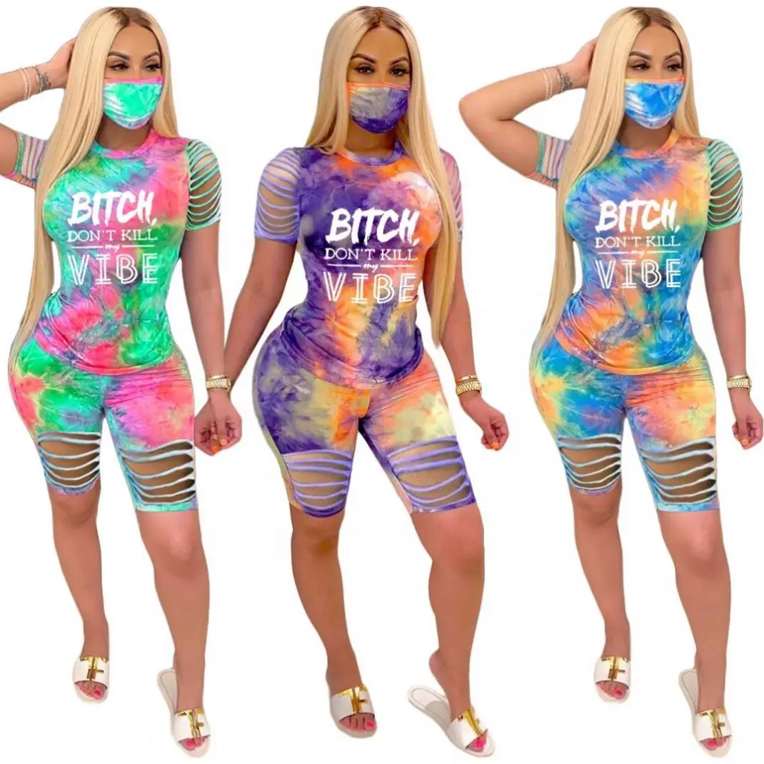 

Wholesale 2020 New Models Women Clothing Tie Die Plus Size 2 Piece Sets, As picture