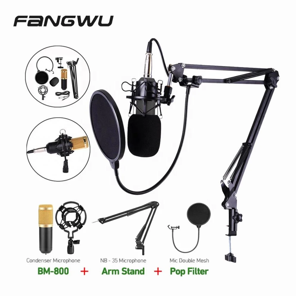 

High Quality Recording Monitors Bm 800 Microphone Studio Condenser K Song, Black/silver/custom
