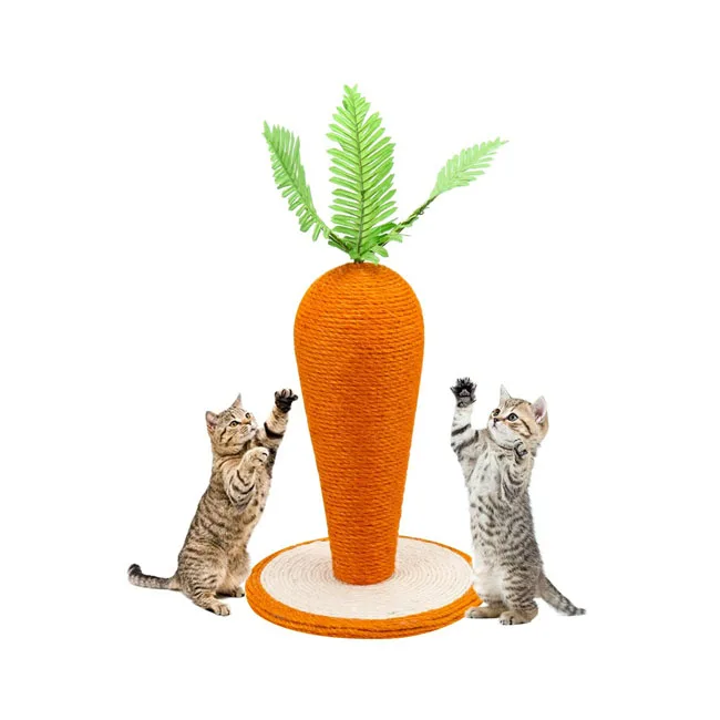 

Factory Selling Cute Carrot Shaped Sisal Cat Scratch Post Rope