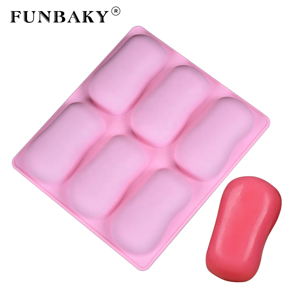 

FUNBAKY JSC2925 Hot selling 6 - hole oval round - rectangle shape soap silicone mold homemade soap making kits, Customized color
