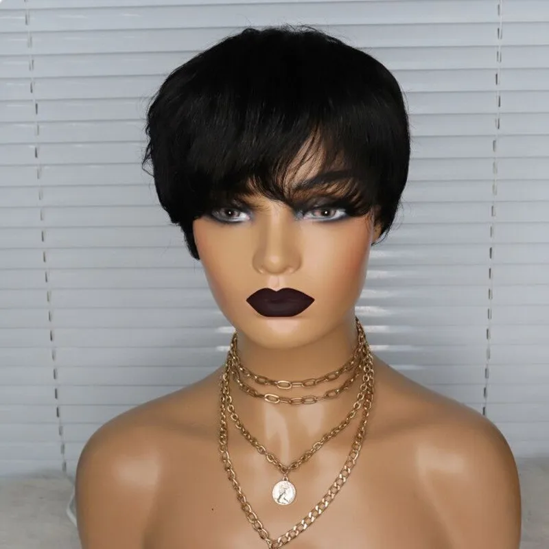 

Wholesale Cheap Short Wig 100% Natural Bob Machine Made Cuticles Aligned Brazilian Virgin Remy Straight Pixie Cut Human Hair Wig