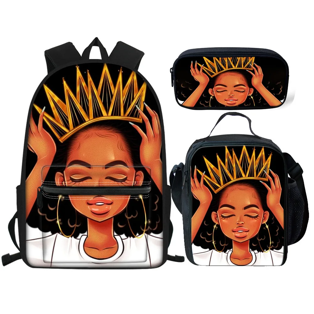 

Customize High Quality Popular African Girls American Girls Backpack Pencil Case Bag Lunch Bag Sets Backpacks For Girls, As picture shown