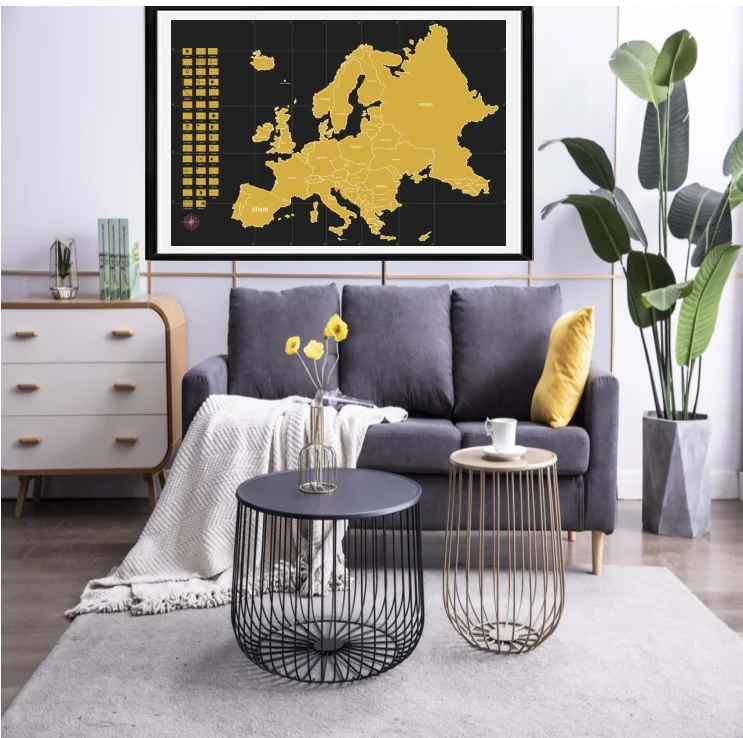 2020 New Design Personalized Design Deluxe Edition Scratch Off Europe Map For Traveler,with flaps with custom logo