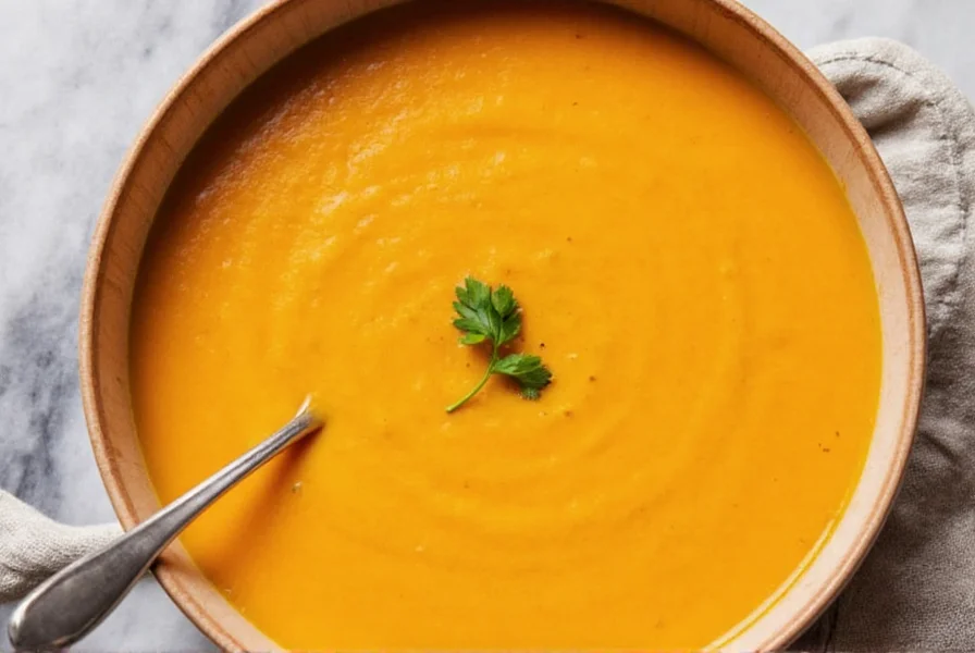 Variations of carrot ginger soup with different garnishes and additions