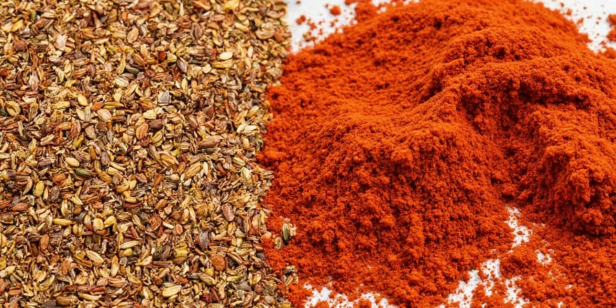 Assorted Thai spices including lemongrass, chili, galangal, and kaffir lime