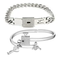 

Romantic Jewelry Couple Heart Key Locks Men Stainless Steel Charms Bracelet