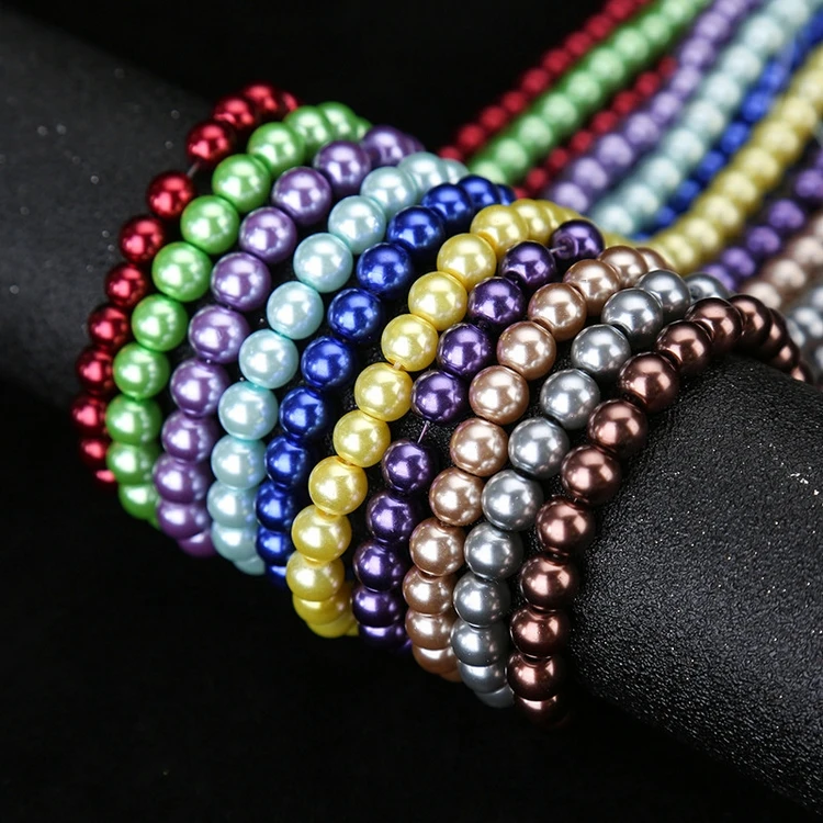 Free Shipping (Lowest Price in China) Glass Pearl for Jewelry Making Colorful DIY Bracelet 4mm 6mm 8mm Diameter Necklace Bead