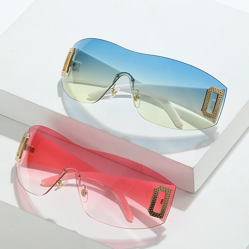 

0509 Women luxury Brand Designer Eyewear oversized Rimless Sun Glasses Men UV400 One Piece shades sunglasses