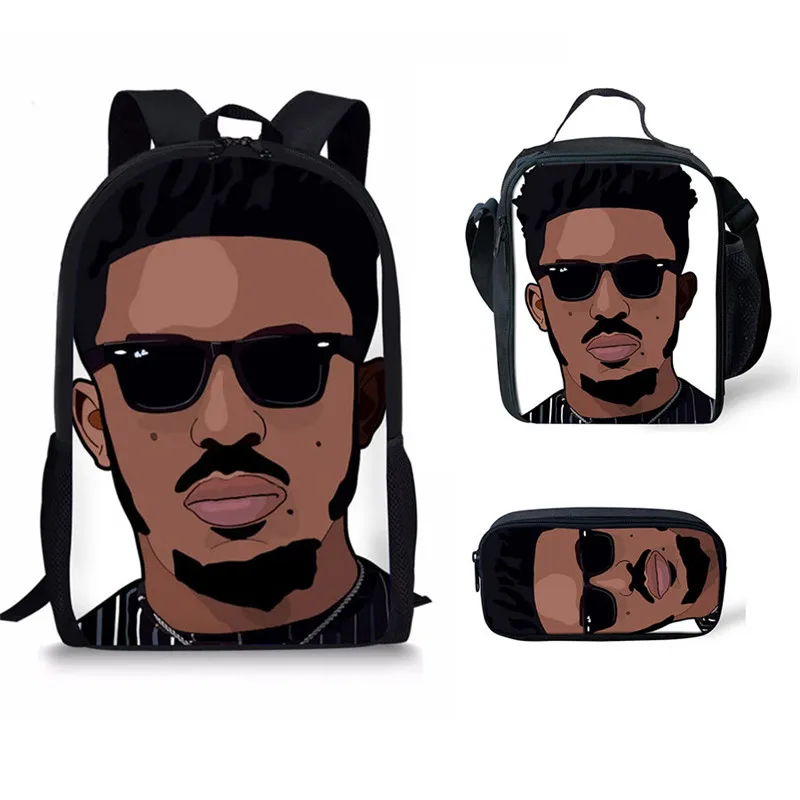 

Afro Boys Print Book Bags New Design School Lunch Bags Backpack Boys Schoolbags