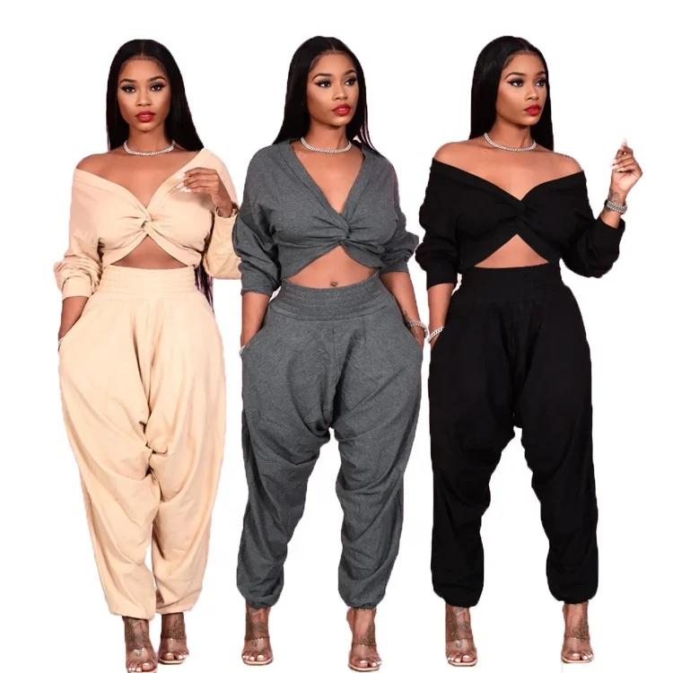 

MT243-282 Women's casual autumn and winter loose solid color suit wholesale two piece set women clothing