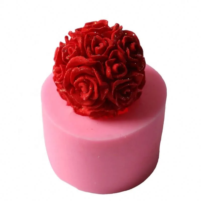 

3D design rose ball design handmade silicone decorative soap and candle mold