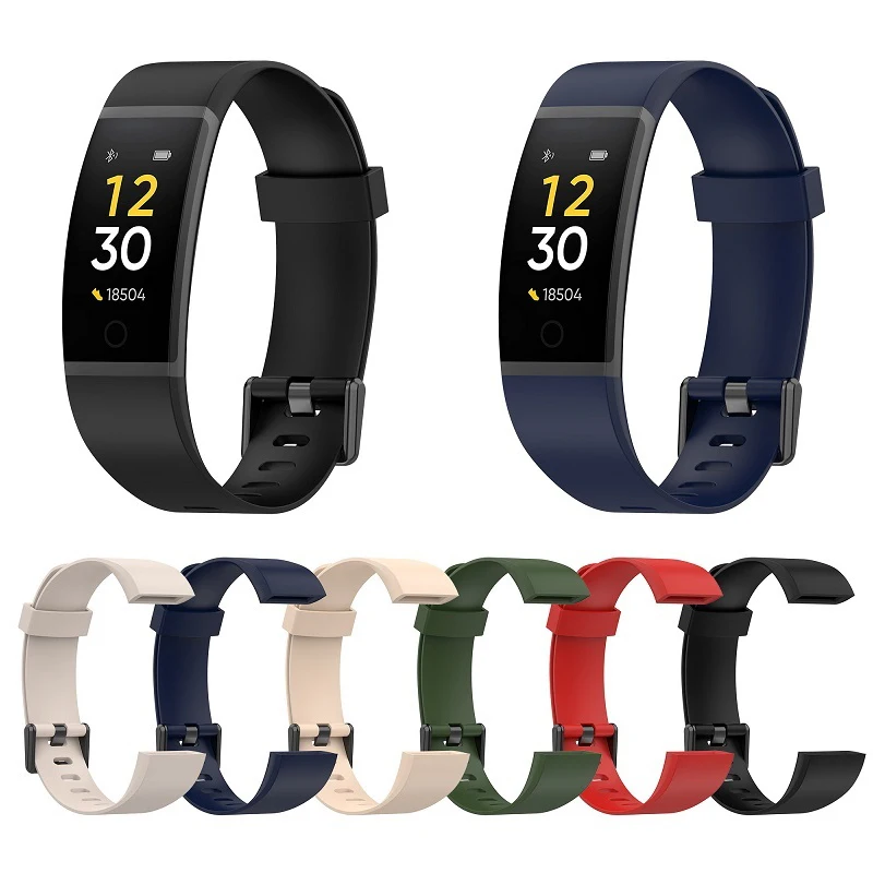 

18mm for Realme band RMA199 Smart Bracelet Replacement Offical Style Pure Color Silicone Watch Strap, 6 colors