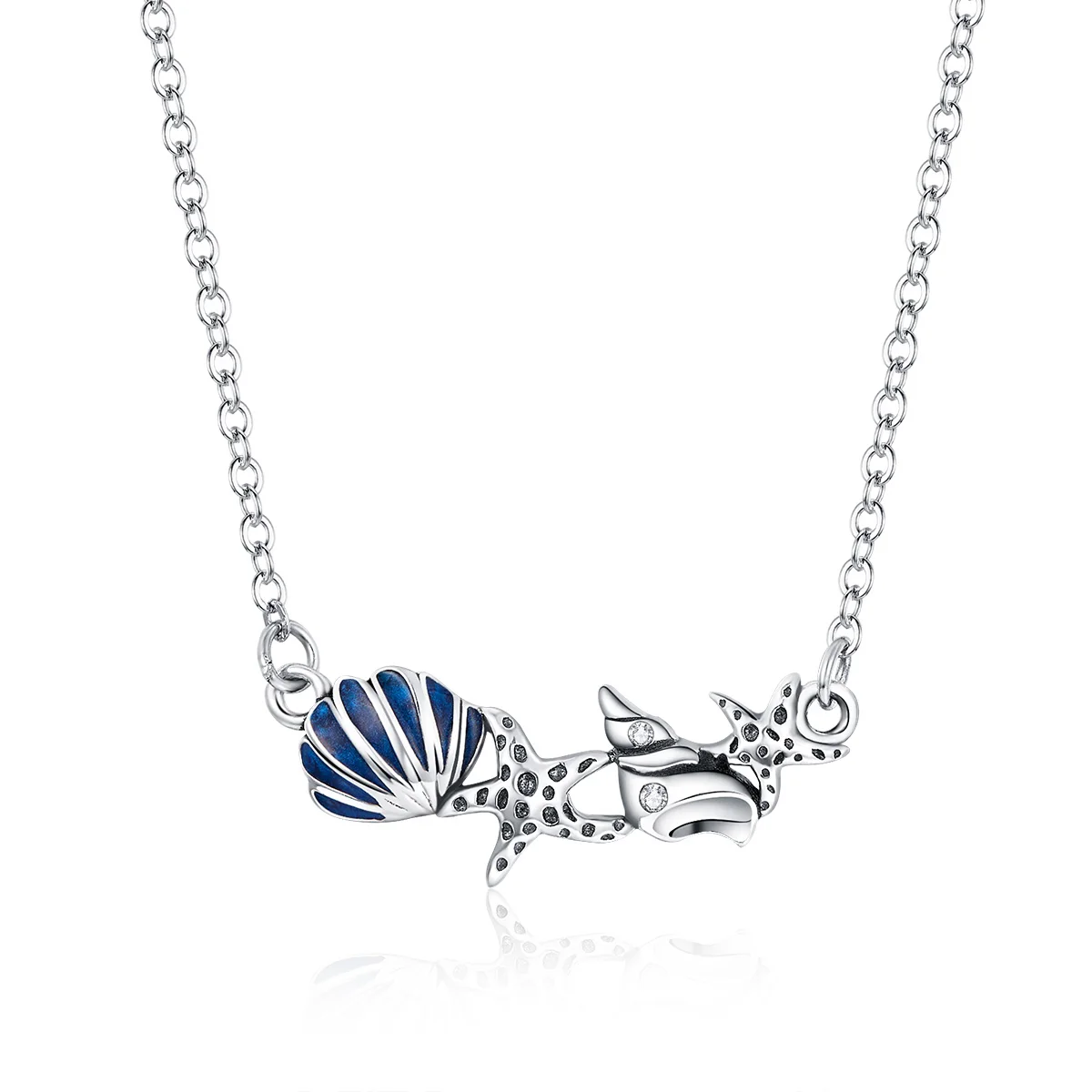 

Summer Shell and Starfish Chain Necklace for Women 925 Sterling Silver Adjustable Necklaces