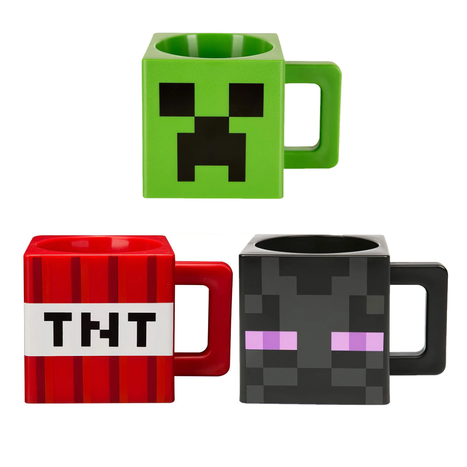 

New Reusable Plastic Unbreakable Handle Custom Minecraft Game TNT Creeper Mugs Cups