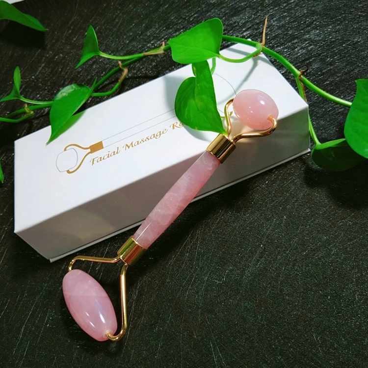 

High quality natural Rose Quartz Facial Massage Jade Roller set