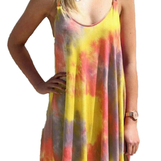 

Summer new product Gradient print sling tie dye dress for women