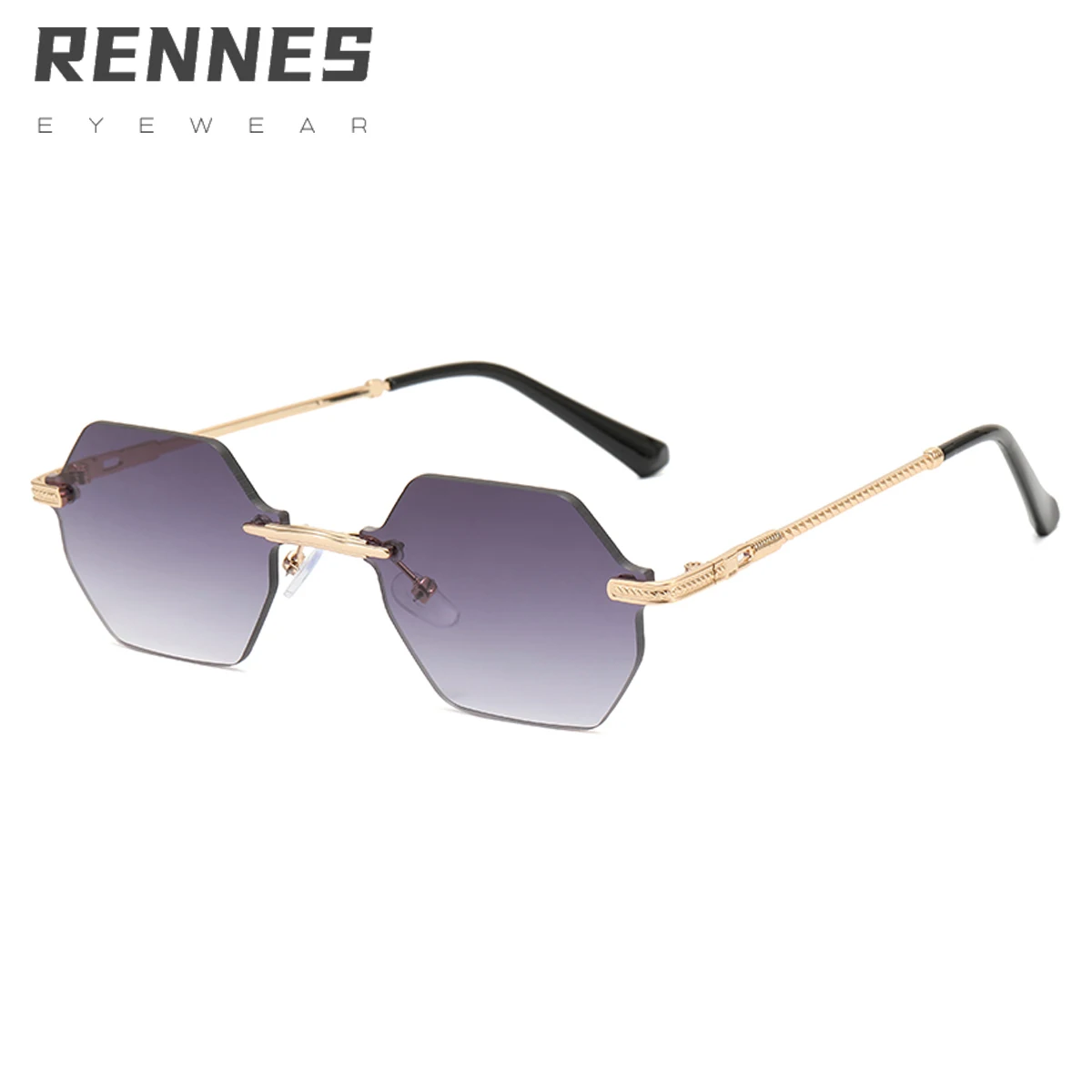 

RENNES 2022 New Frameless Sunglasses Vintage sunglasses Transparent Unisex Frame Logo Style