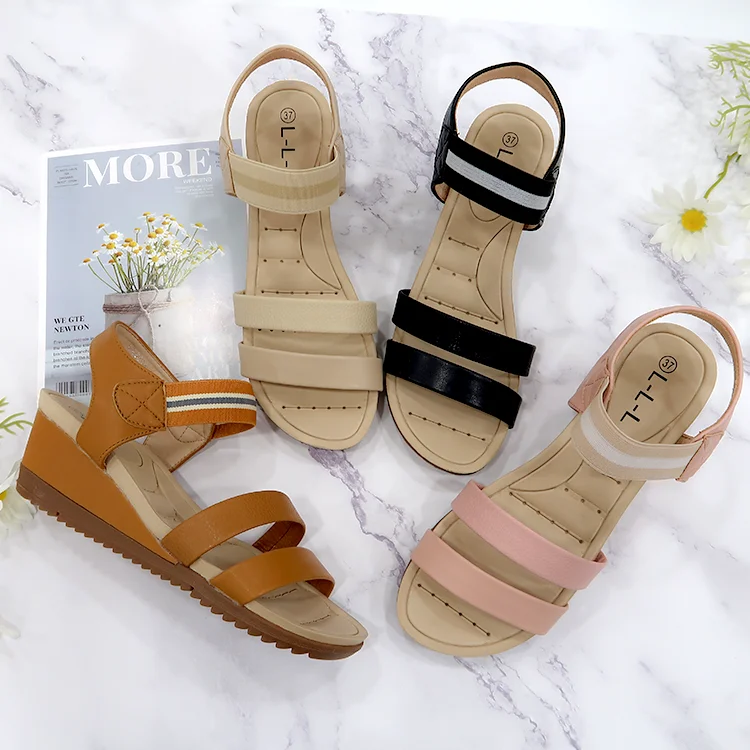 

2021 WHOLESALE NEW DESIGN FASHION PLATFORM WEDGE PU SANDALS FOR LADIES SLIPPER SHOES