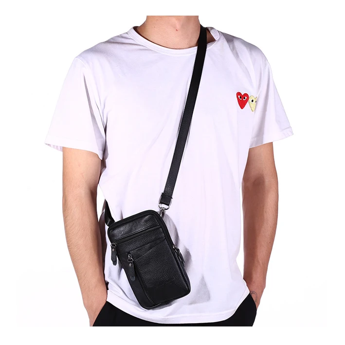 

Brown leather mens wallet messenger waist small crossbody cell mobile phone purse shoulder bags & cases waterproof