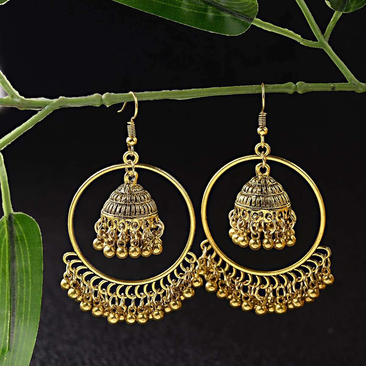 

Gold Indian Jewelry Jhumka Jhumki Drop Earrings Gypsy Tassel Hook Earrings For Women Fashion Jewelry, Gold/silver