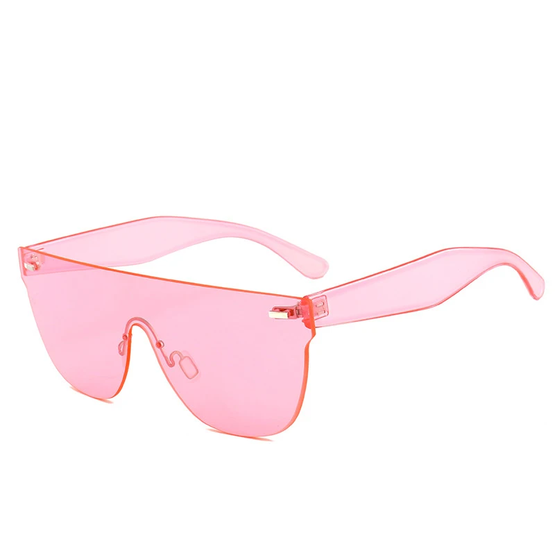 

One-piece candy color sun glasses fashion large frame rimless ocean lens glasses for women and men, As the picture shows
