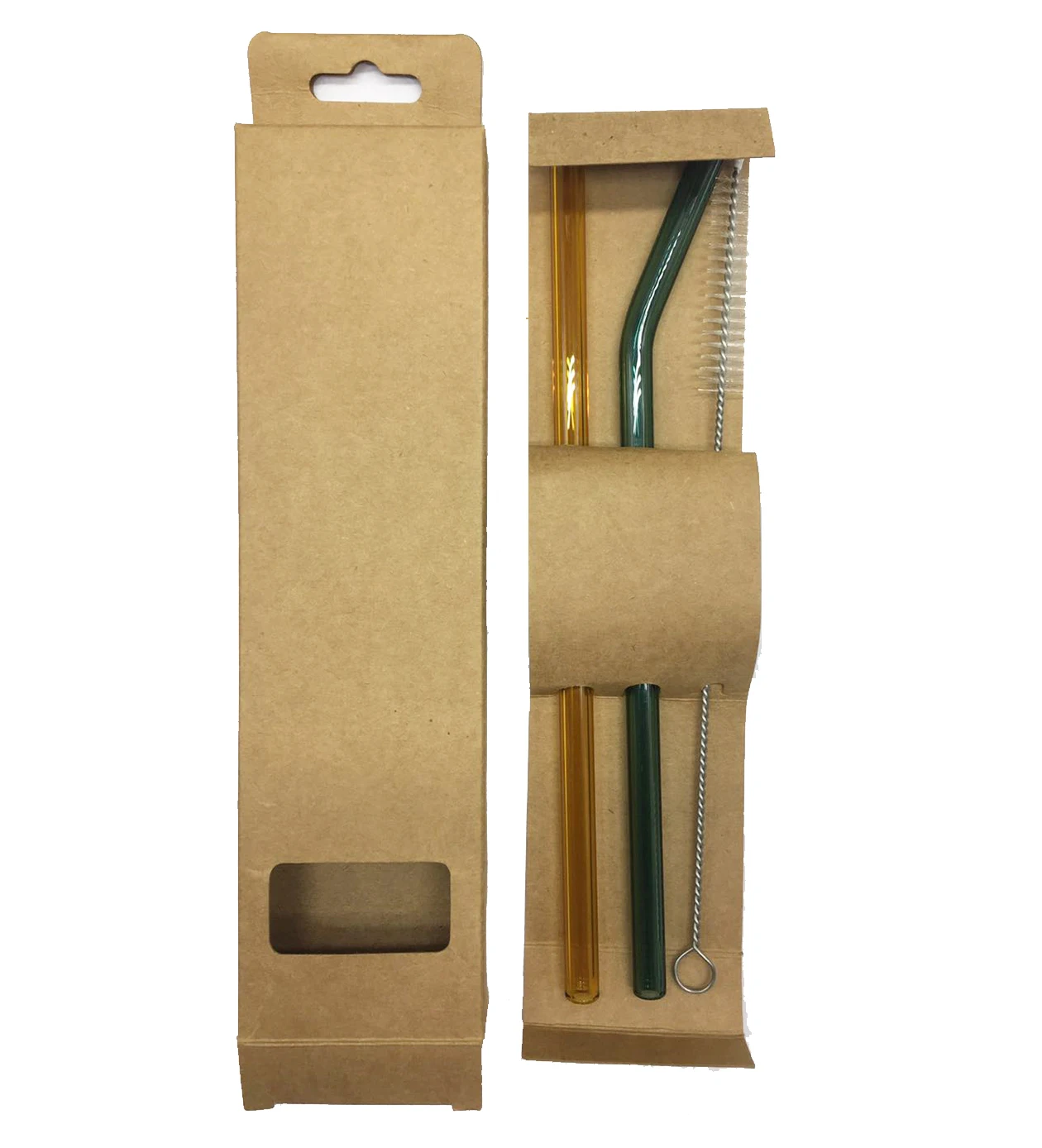 

Amazon Top Seller Color Reusable Glass Straw Set With Box Packing