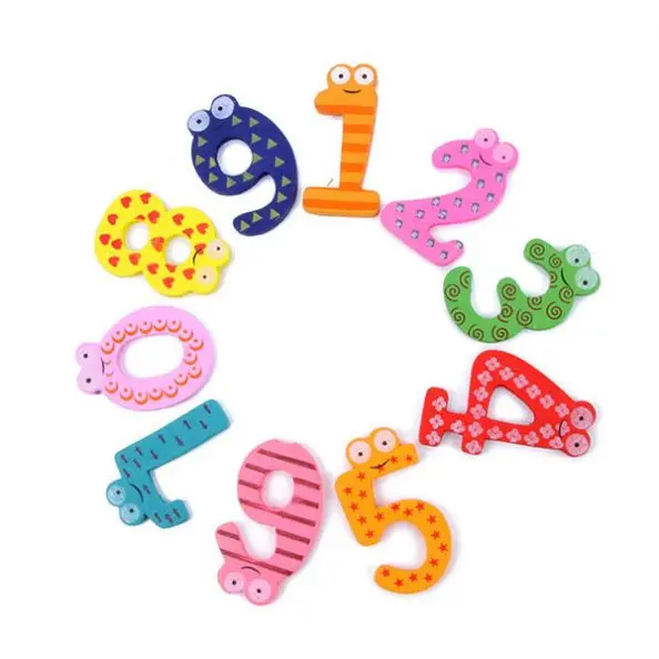 

10pcs set Colorful Wood Cartoon Fridge Magnet Kids Educational Toy 0-9 Figures 3747