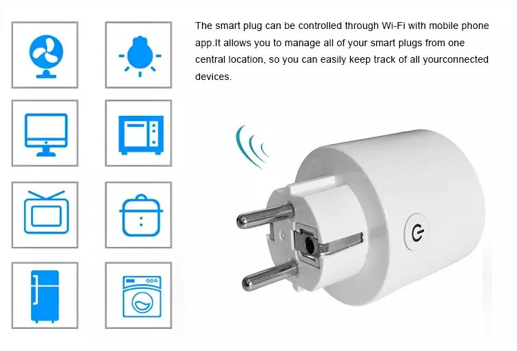 Smart Life Home Power EU Plug Phone APP Wifi Remote Control Socket Smart Wifi Plug EU Timer Alexa Google IFTTT Smart Plugs