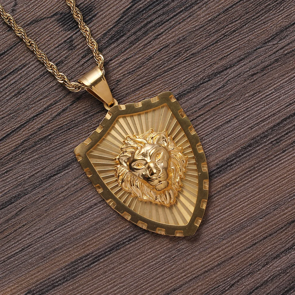 

Hiphop jewelry stainless steel triangle animal head hip-hop jewelry necklace Ins