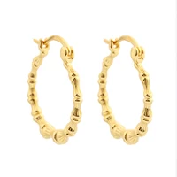 

14K Gold Jewelry Wholesale Women 925 Sterling Silver Gold Bamboo Hoop Earring