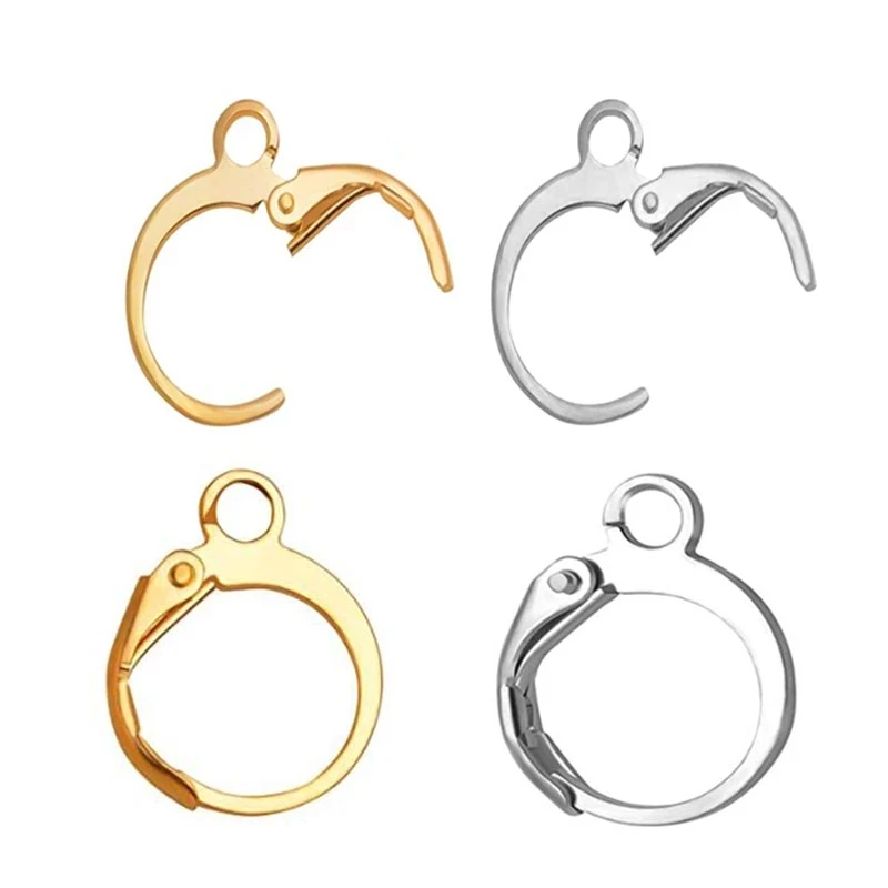 

Stainless Steel Hypoallergenic Gold /Silver French Earring Hooks Wire Ear Clasps Settings Base for DIY Jewelry Making