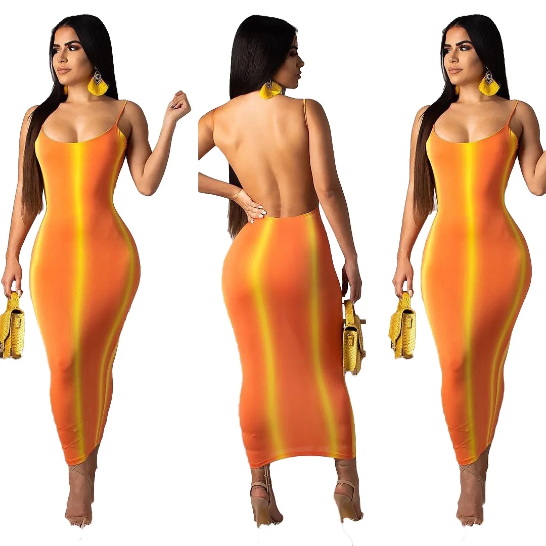 

Womens Club Dresses Gradient Floral Strapless Backless Bodycon Maxi Dress