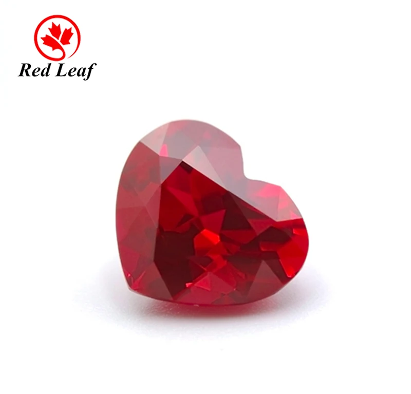 

Redleaf Jewelry heart shape red color gems wholesale ruby gemstone lab grown diamond vvs