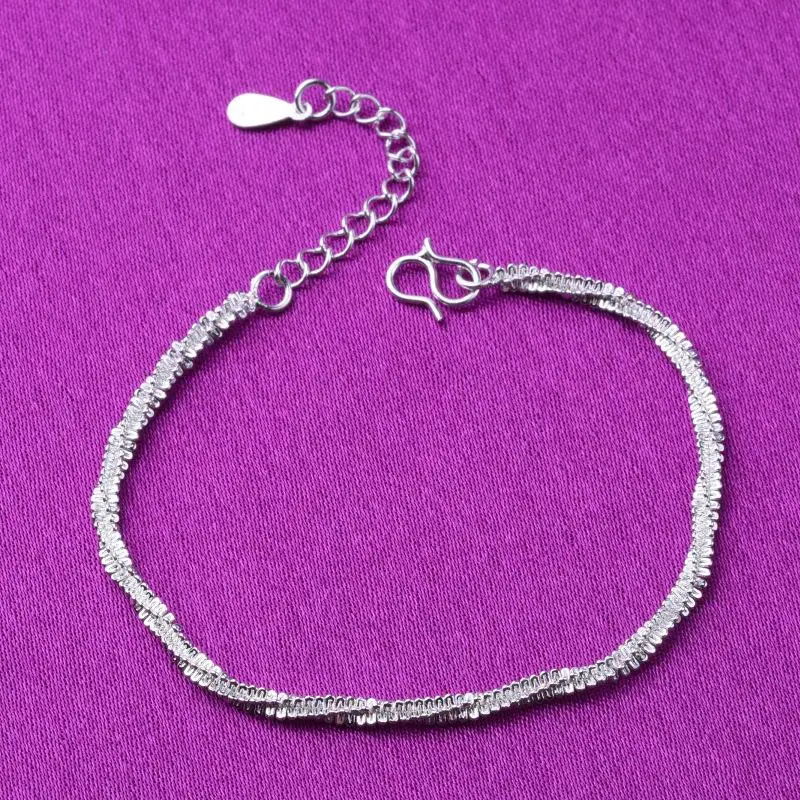 

Retro pop women silver anklet simple hemp rope bracelet accessories