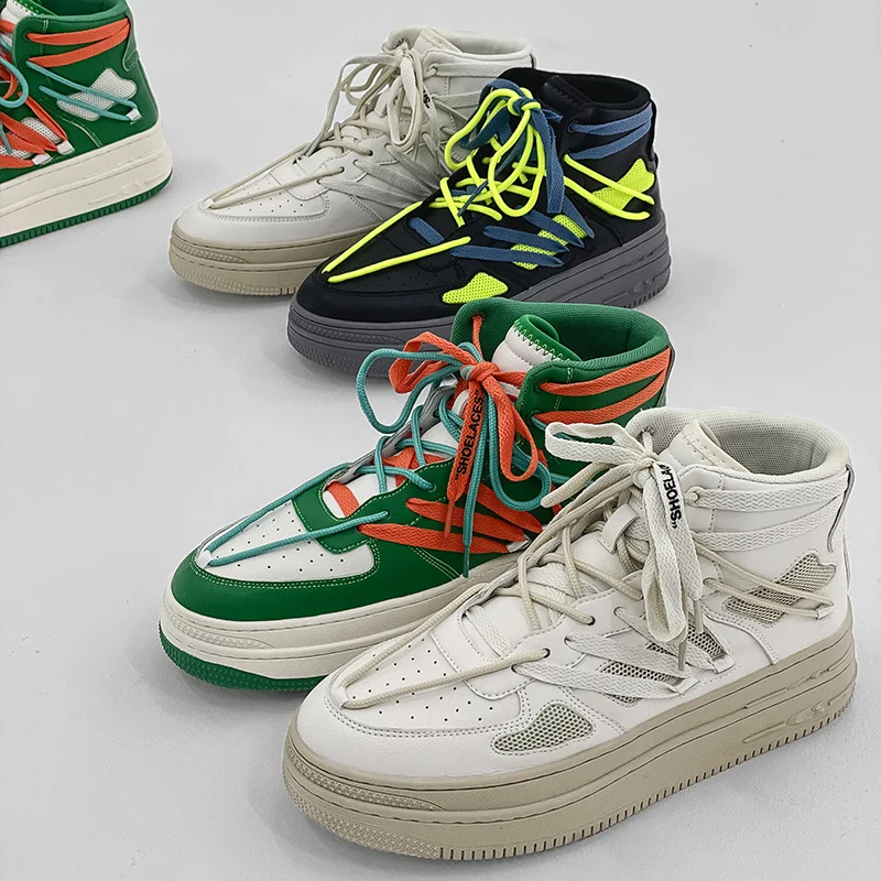 

Ins New Design Fashion Breathable Unisex Boarding Shoes Double Platform Air Brand Force 1 Men's Sneakers 2021, Black,green,beige