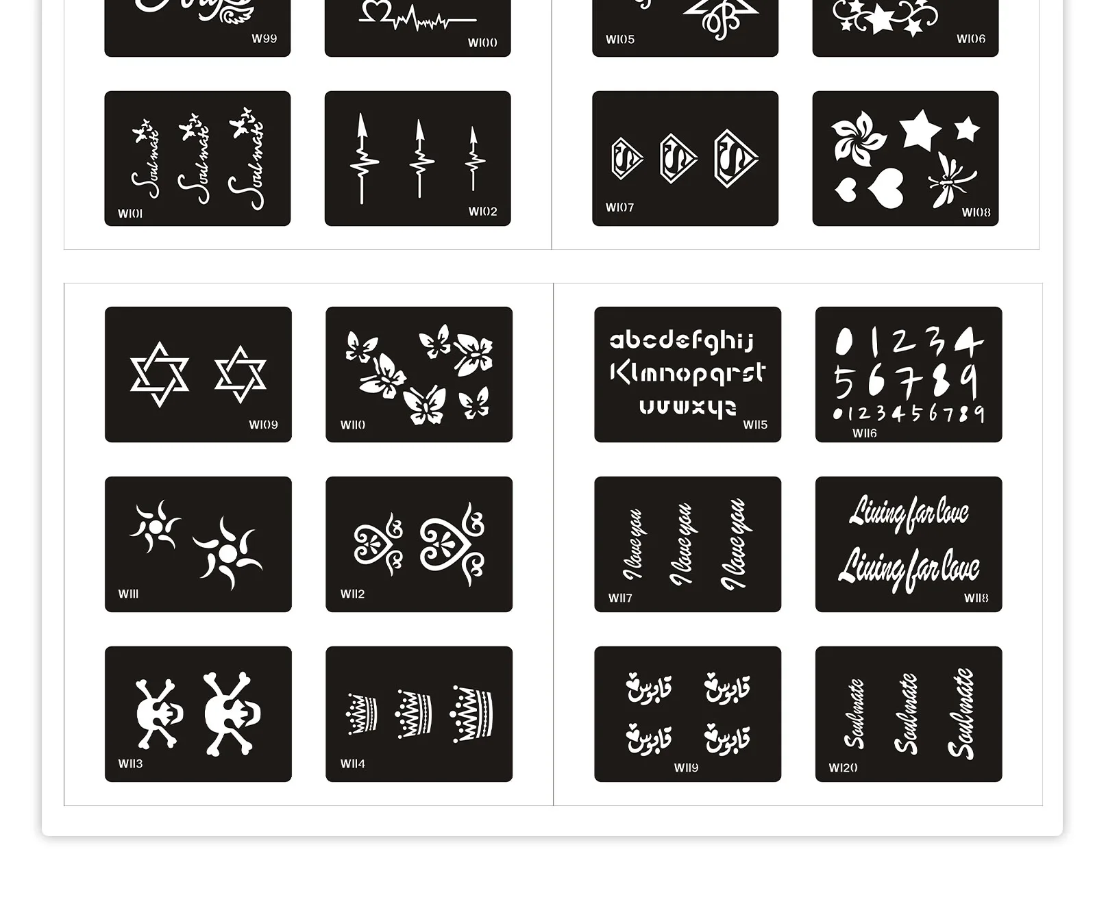 Reusable Glitter Tattoo Stencils Temporary Glitter Tattoo Kids Body Painting Glitter Stencil