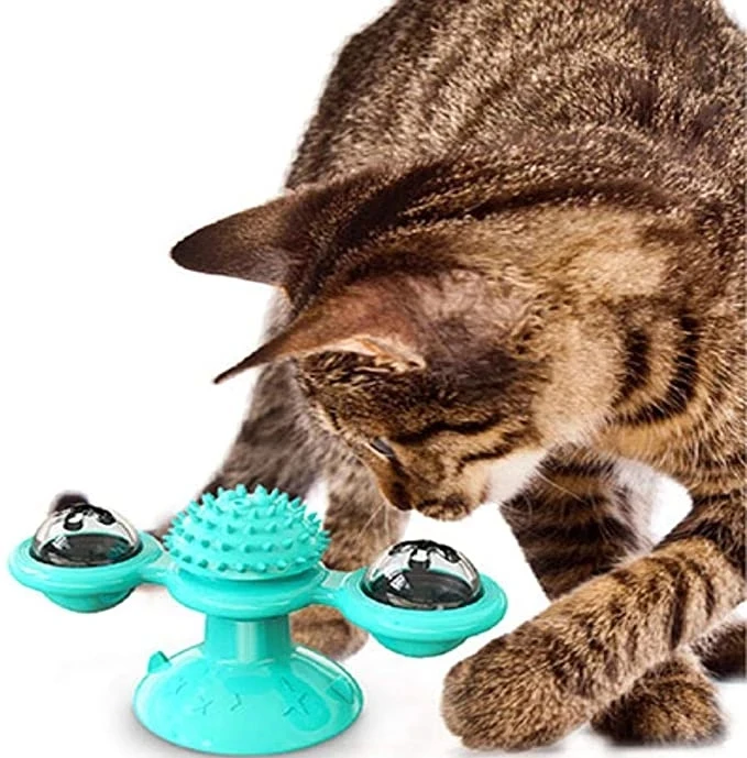 

Turntable Pet Rotating Cat Toy Windmill Scratching Rubbing Hair Cat Teeth Brush Play Fun With Cat Toy Spinner