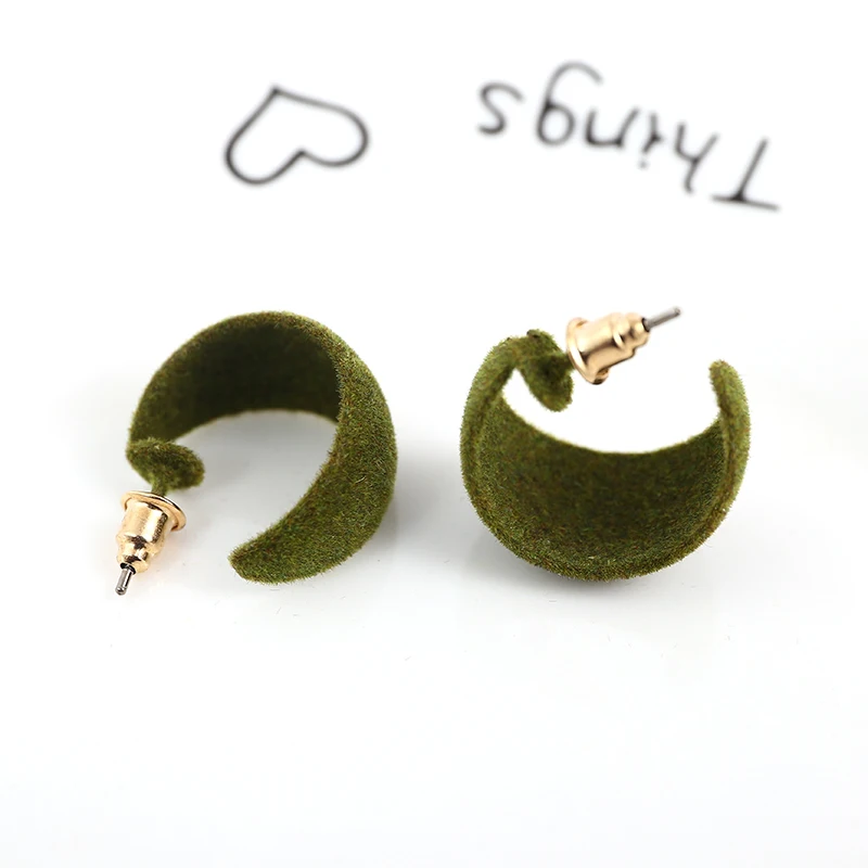 

Fashion Autumn Winter Multi Color Flocking Round Earrings for Women Brincos Jewelry, As photos