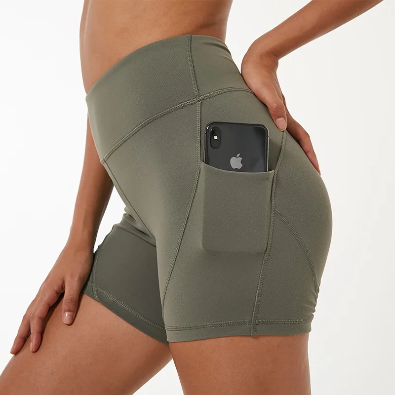 

Women Quick Dry Fitness Active Yoga Running Shorts With Pockets, Custom color