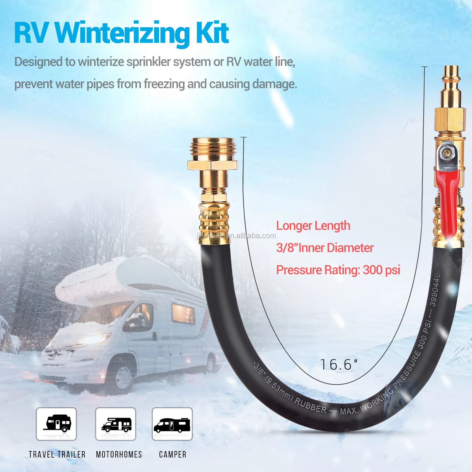 Mictuning Ball Valve Rv Winterizing Kit Sprinkler Blowout Adapter For Boat Camper Travel Trailer