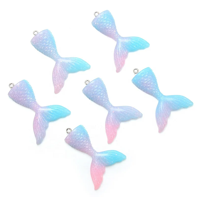 

Mermaid Tail Pendants Charms Necklace Earring Key Chain Kawaii Cartoon Multicolor Gift Opp Bag Resin Picture Jewelry Pendant